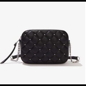 Rebecca Minkoff Quilted Black and Silver Crossbody Bag